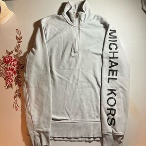 Michael Kors Gray Zip Up Sweater with Sporty Design